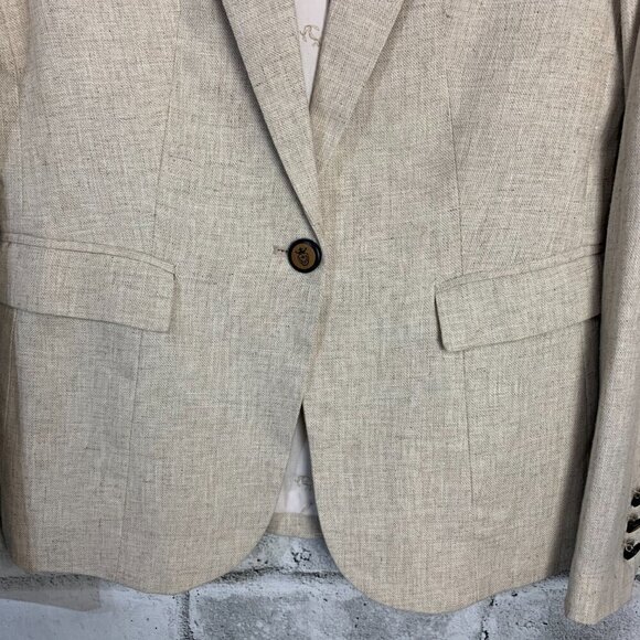 Dalia Linen Cotton Blend Structured One Button Blazer NWOT - Picture 3 of 12